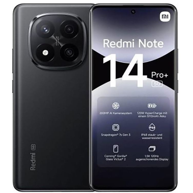 $ Xiaomi Redmi Note 14 Pro+ Smartphone 5G 6.67" Ram 8 GB Memoria 256 GB Colore Nero