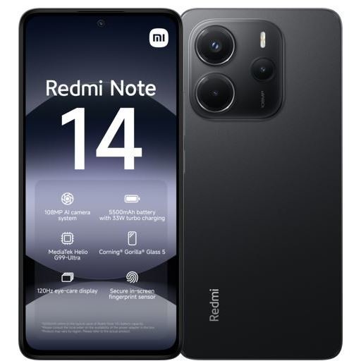 # Xiaomi Redmi Note 14 Smartphone 4G 6.67" Ram 8 GB Memoria 256 GB Colore Nero