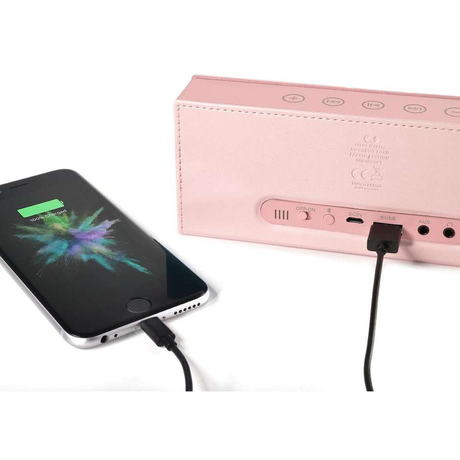 1RB4000CU Fresh 'n Rebel Rockbox Fold edizione in tessuto diffusore speaker portatile Bluetooth rosa