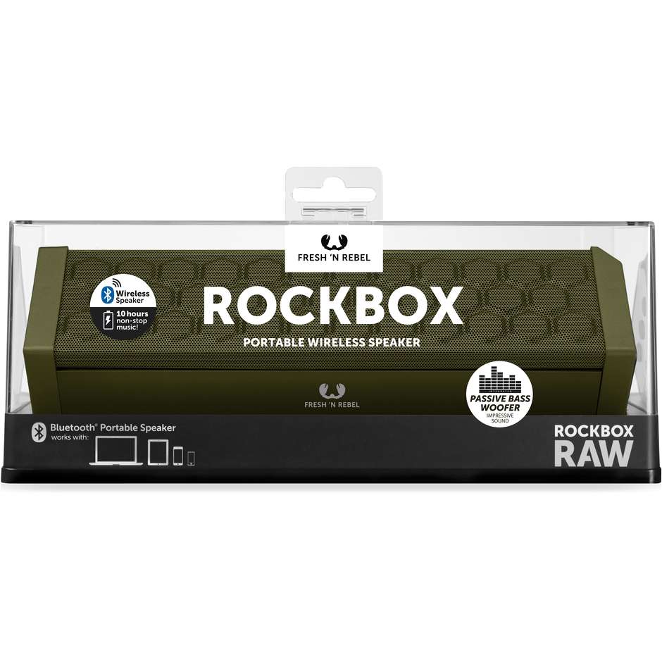 1RB500AR Fresh 'n Rebel Rockbox Raw diffusore speaker bluetooth verde