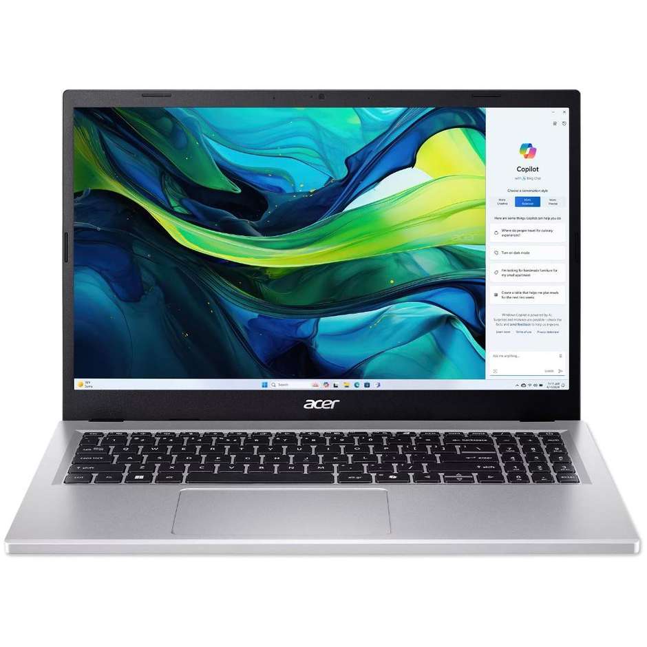 Acer Aspire Go 15 AG15-71P-55A5 Notebook 15.6" Full HD Ram 8 GB Memoria 512 GB Wi-Fi Windows 11 Home Colore Argento