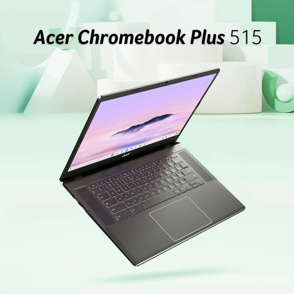Acer Chromebook Plus 515 (CB515-2H-34ZU / NX.KNUET.002) 15.6" Full HD IPS Intel Core i3-1215U RAM 8GB LPDDR5X Storage 256GB UFS ChromeOS Webcam FHD AI Grigio Acciaio