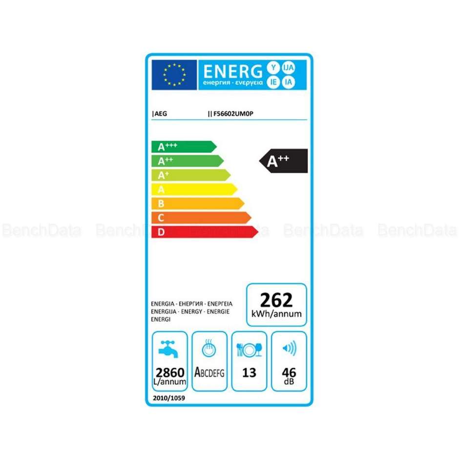 AEG F56602UM0P lavastoviglie sottopiano 13 coperti 6 programmi classe A++ colore inox