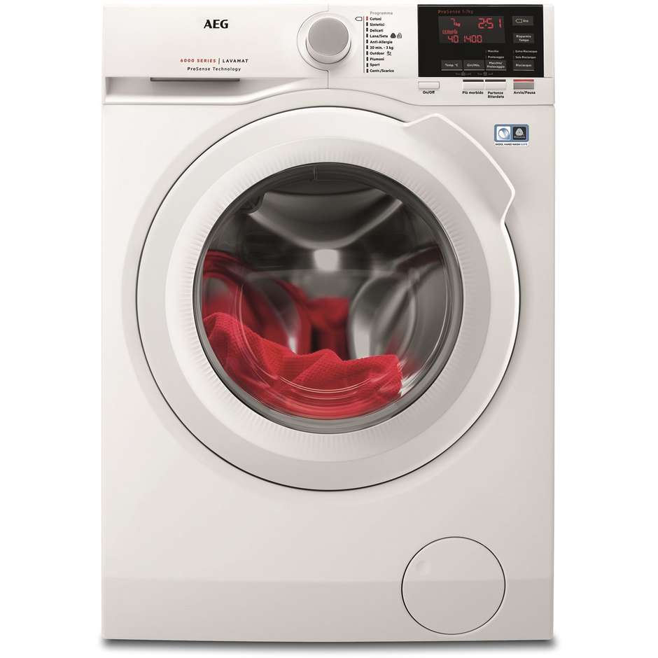 AEG L6FBG741 lavatrice carica frontale 7 Kg 1400 giri classe A+++ colore bianco