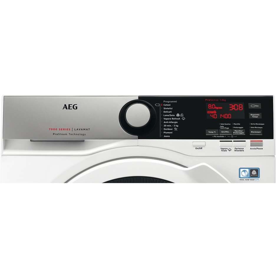 AEG L7FBE841 lavatrice carica frontale 8 Kg 1400 giri classe A+++ colore bianco