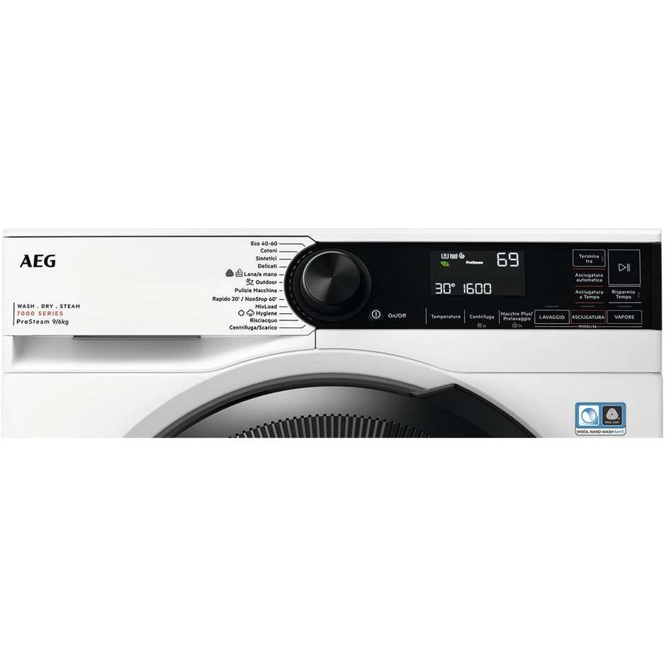 AEG LWR7D966OB Lavasciuga Libera installazione Caricamento frontale Capacita 9+6 Kg 1600 Giri/min Classe D Colore Bianco