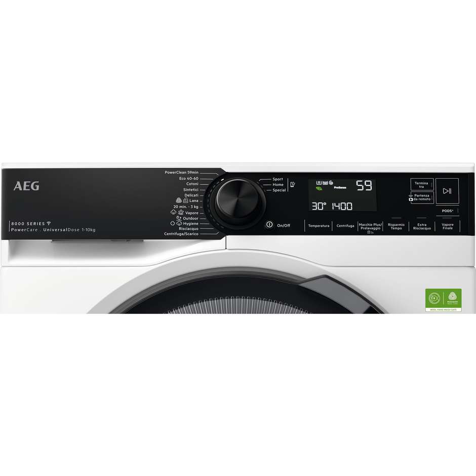 AEG Serie 8000 LR8FH104VY Lavatrice Carica frontale Capacità 10 kg 1400 Giri/min Classe A Colore Bianco