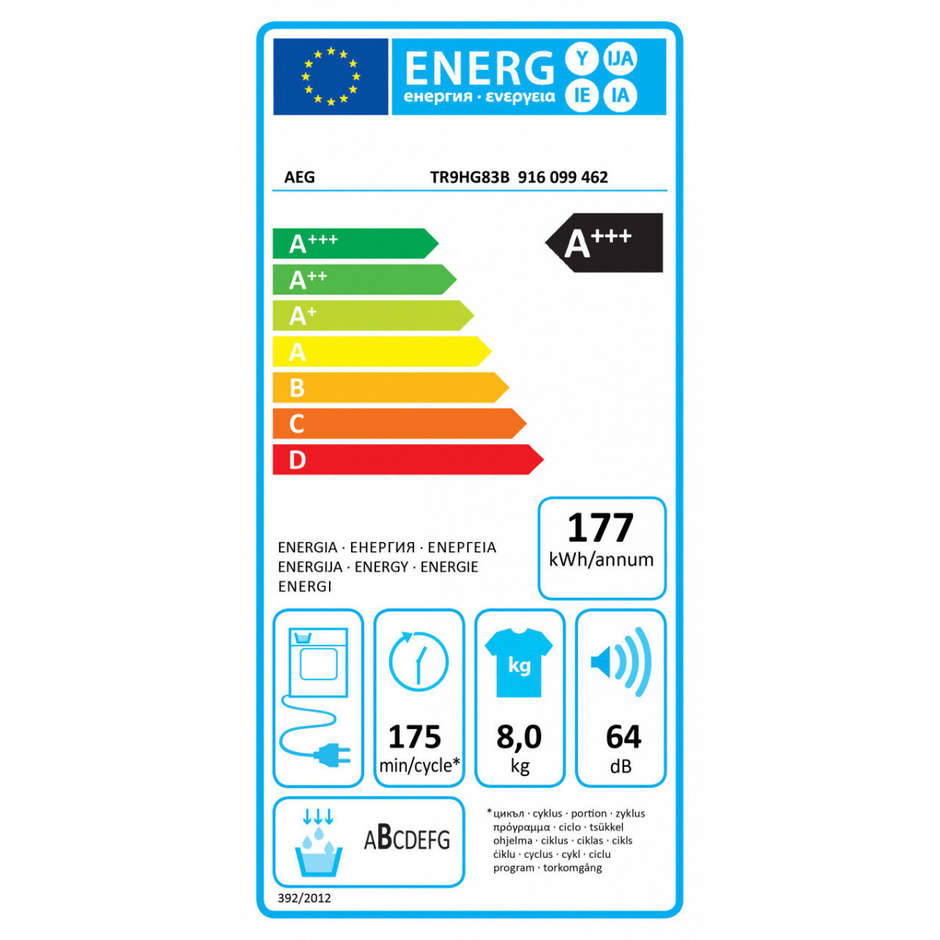 AEG Serie 9000 TR9HG83B Asciugatrice Pompa di Calore 8 kg Tecnologia 3DScan Woolmark Blue Classe A+++ Bianco