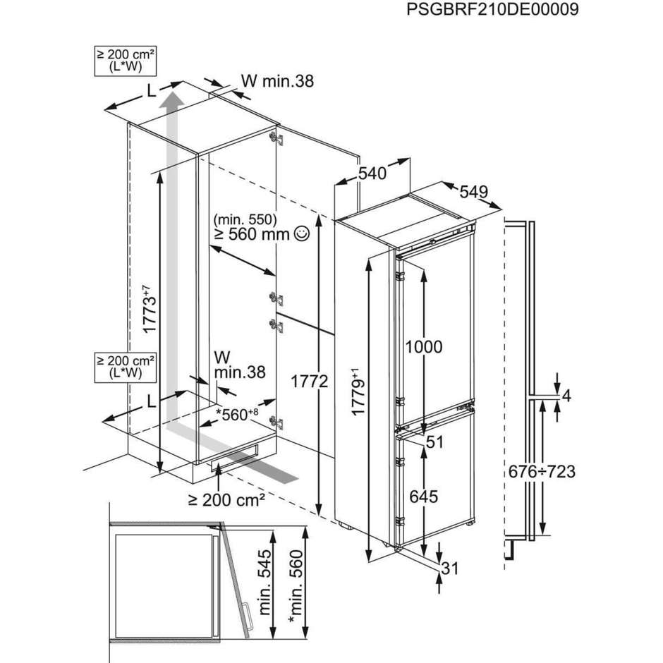 AEG TC7MS181DS Frigorifero Combinato da Incasso 249 L No Frost Classe D