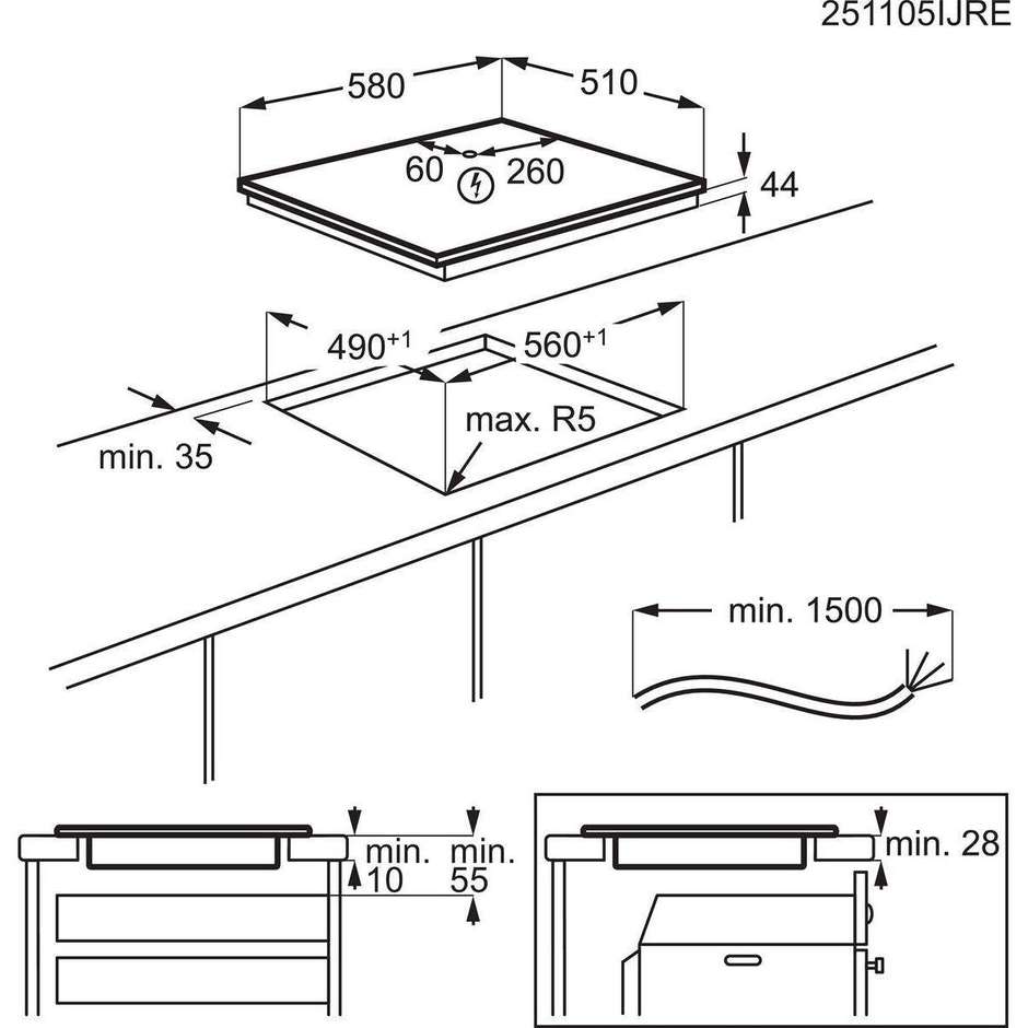 AEG TI64IB3BIZ Piano Cottura a Induzione Boil&Fry 60 cm Nero