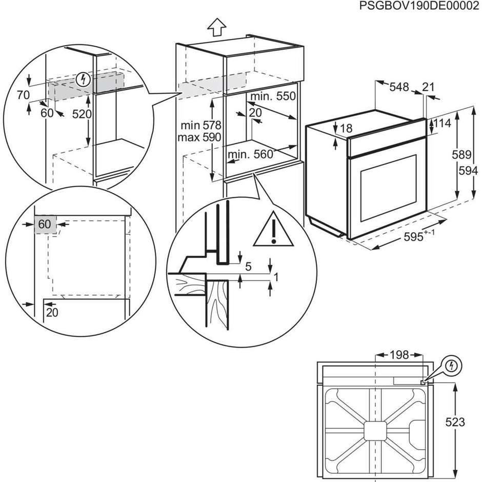 AEG TR6PB53FSB Forno da Incasso SteamCrisp Pirolitico 72L Nero