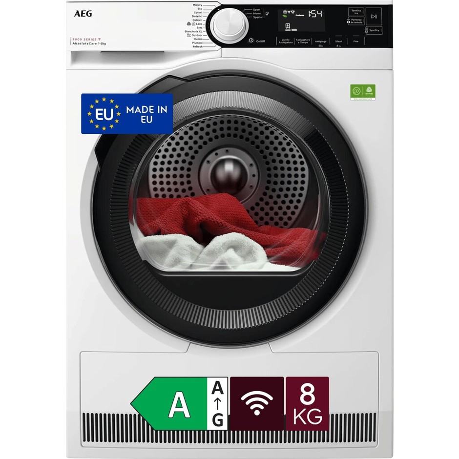 AEG TR8BGH38YA Serie 8000 AbsoluteCare asciugatrice a pompa di calore 8 kg, classe A