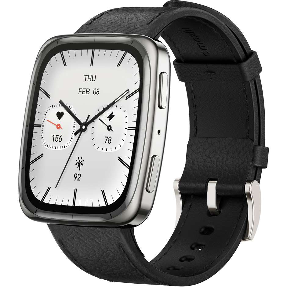 Amazfit Active 2 Smartwatch 1.75" AMOLED Ram 64 mb Bluetooth NFC Colore Acciaio inox con cinturino nero