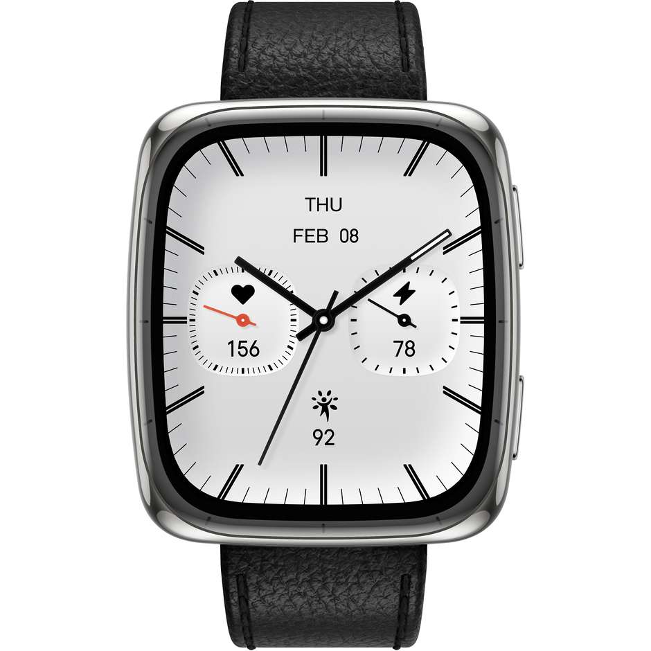 Amazfit Active 2 Smartwatch 1.75" AMOLED Ram 64 mb Bluetooth NFC Colore Acciaio inox con cinturino nero