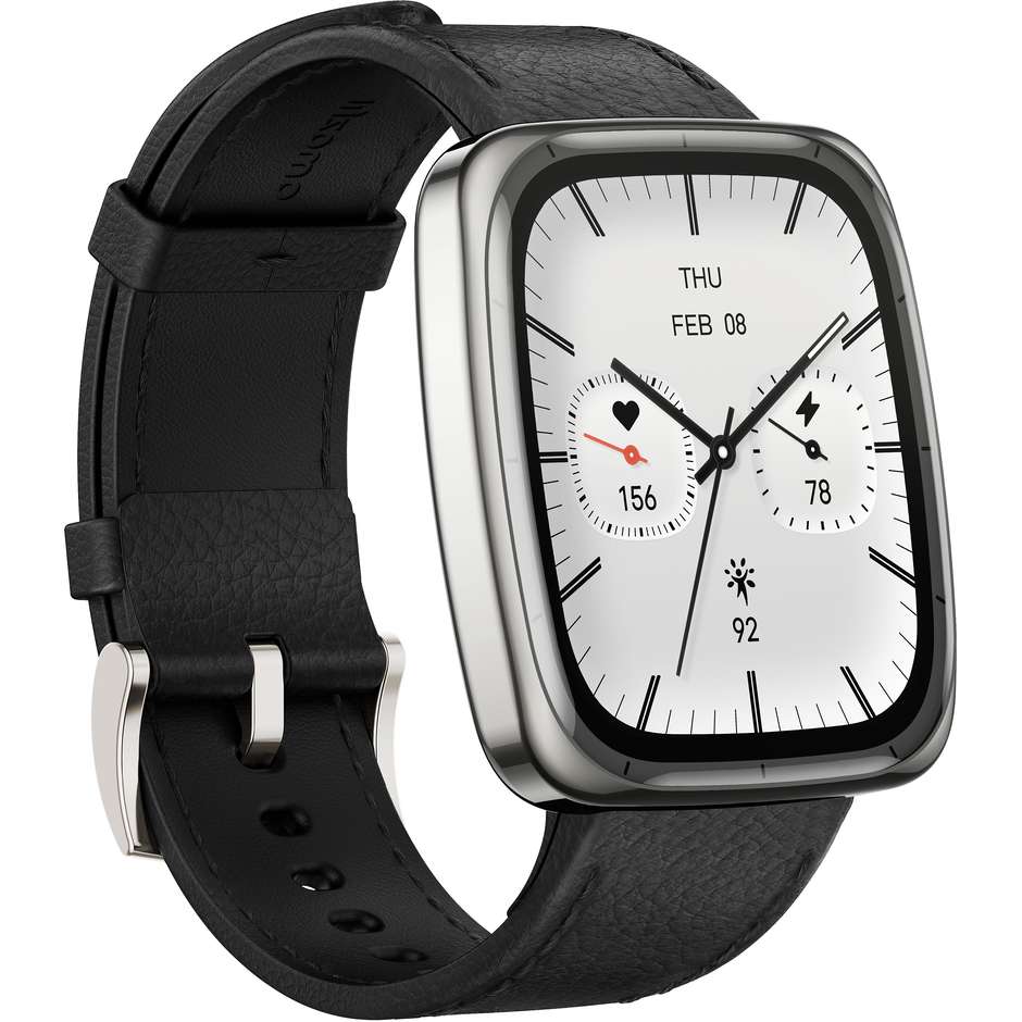Amazfit Active 2 Smartwatch 1.75" AMOLED Ram 64 mb Bluetooth NFC Colore Acciaio inox con cinturino nero