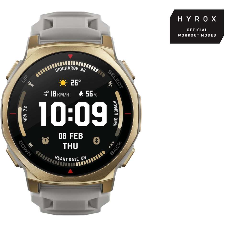 Amazfit T-Rex 3 Pro 44mm Smartwatch AMOLED Rugged Wi-Fi GPS Colore Oro/Silver