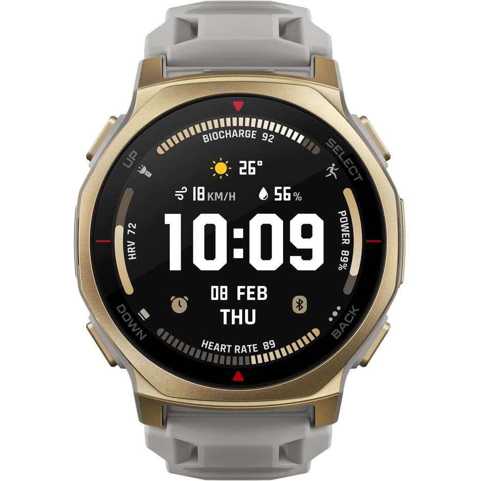 Amazfit T-Rex 3 Pro 44mm Smartwatch AMOLED Rugged Wi-Fi GPS Colore Oro/Silver