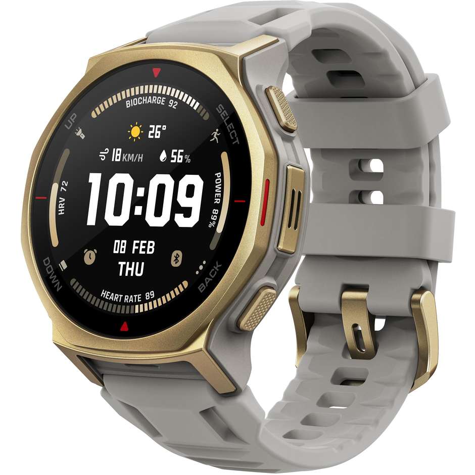 Amazfit T-Rex 3 Pro 44mm Smartwatch AMOLED Rugged Wi-Fi GPS Colore Oro/Silver