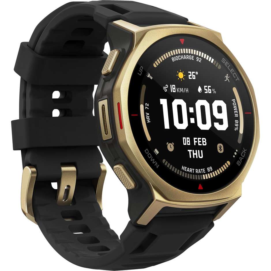 Amazfit T-rex 3 Pro Smartwatch AMOLED 44 mm Wi-Fi GPS (satellitare) Colore Oro con cinturino nero