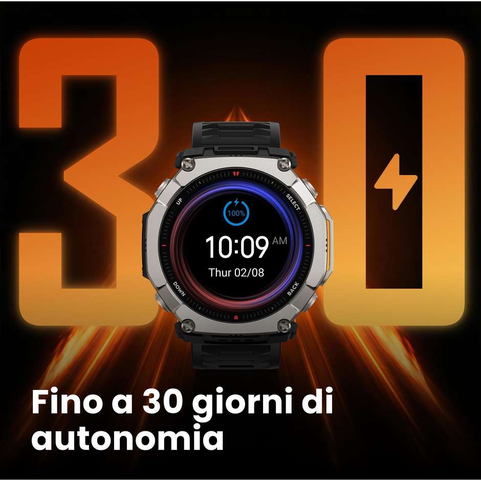 Amazfit T-Rex Ultra 2 Smartwatch AMOLED 1,5" GPS Titanio Nero Magma