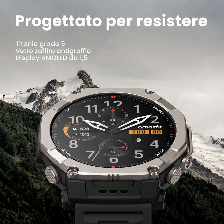 Amazfit T-Rex Ultra 2 Smartwatch AMOLED 1,5" GPS Titanio Nero Magma