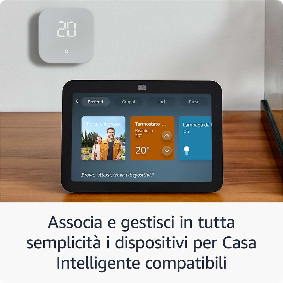 Amazon Echo Show 8 (3ª gen., modello 2023) Schermo touch intelligente HD con audio spaziale Hub per Casa Intelligente e Alexa Colore Nero