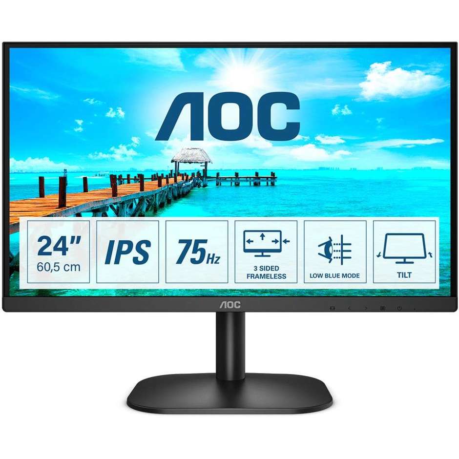 AOC 24B2XD Monitor PC LED 23,8'' Full HD Luminosità 250 cd/m² Classe E colore cornice nero