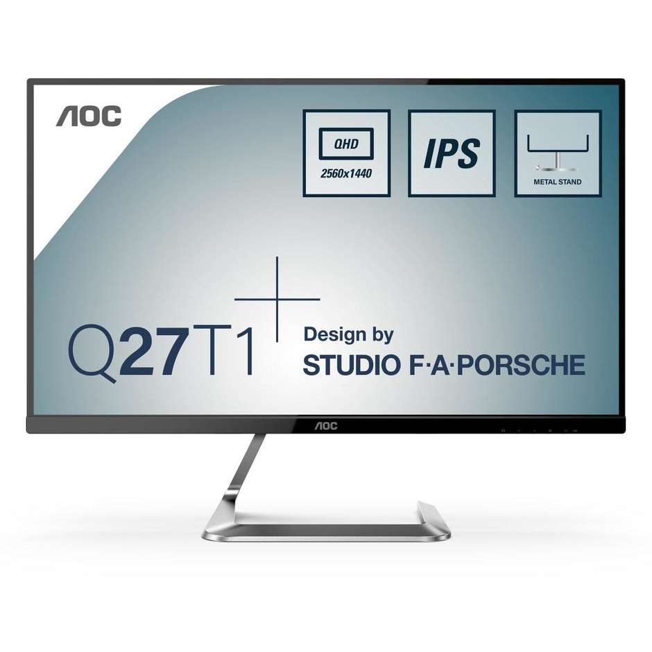 Aoc Q27T1 Monitor PC LED 27'' Quad HD Luminosità 350 cd/m² colore argento