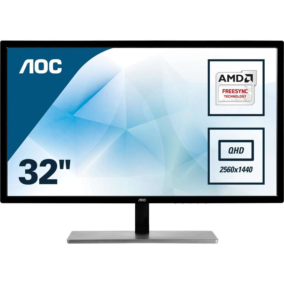 Aoc Q3279VWFD8 Monitor PC LED 31.5'' Wide Quad HD Luminosità 250 cd/m² Classe B colore nero