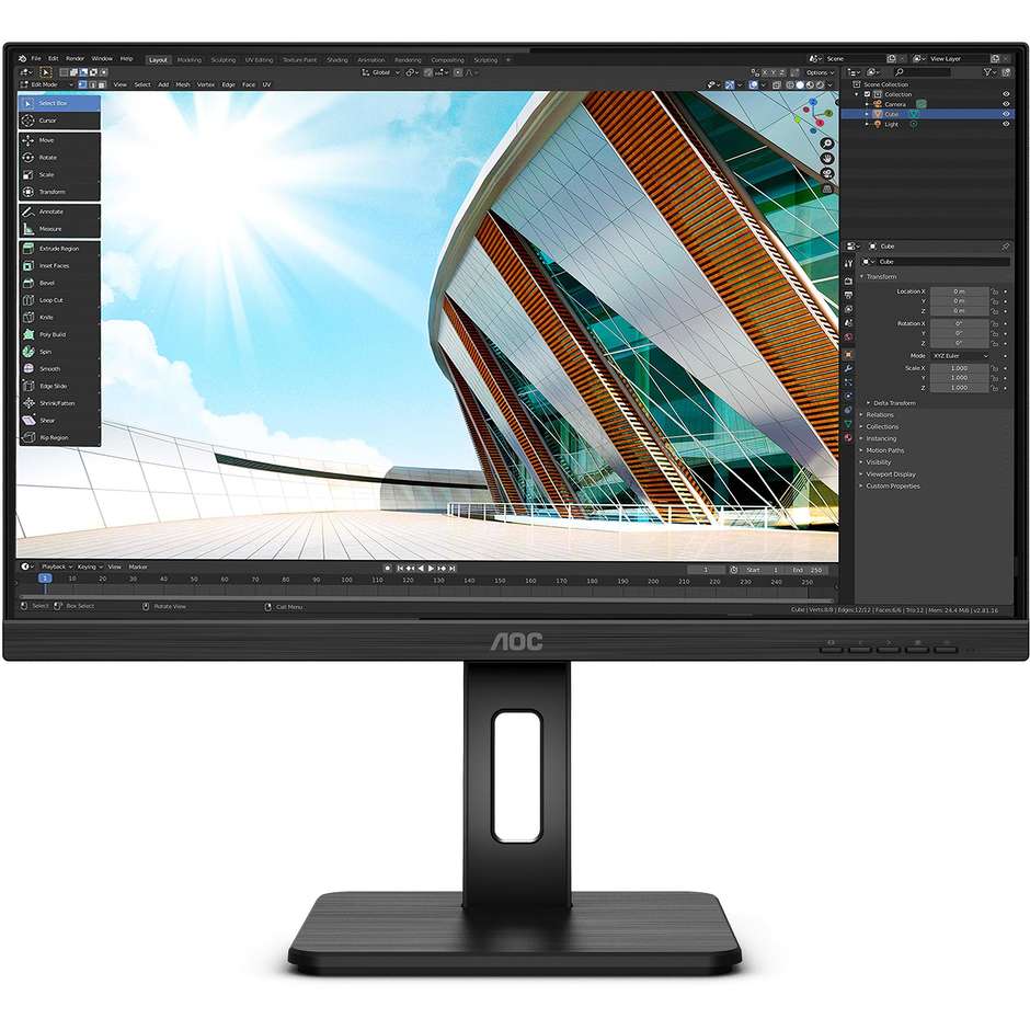 Aoc U27P2 Monitor PC LED 27'' 4K Ultra HD Luminosità 350 cd/m² Classe B colore nero