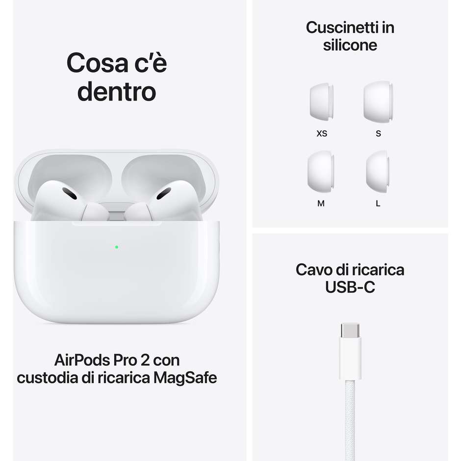 Apple AirPods Pro (seconda generazione) con custodia di ricarica MagSafe (USB-C) Colore Bianco