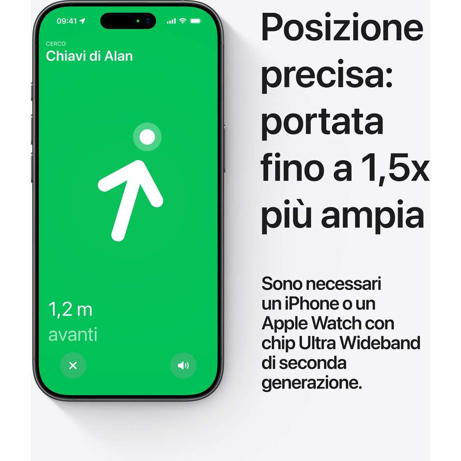 Apple AirTag 2ª generazione Localizzatore Bluetooth e UWB - Confezione da 1