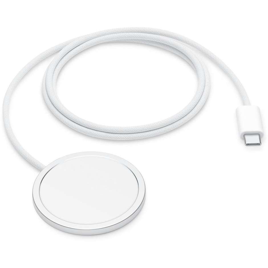 Apple Caricabatterie Wireless MagSafe con Cavo Intrecciato 1m Ricarica Rapida Bianco (MX6X3ZM/A)