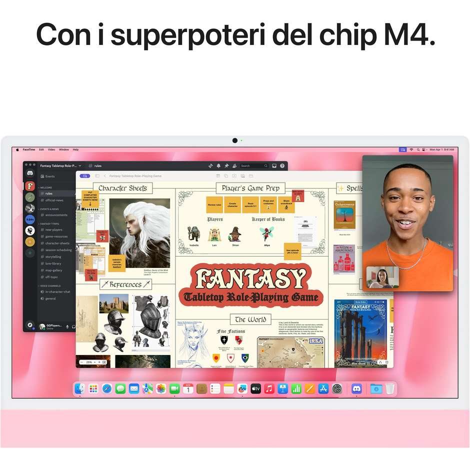 Apple iMac 24" 4.5K Ultra HD M4 Ram 16 GB Memoria 256 GB 500 cd/m² macOS Sequoia Colore Rosa