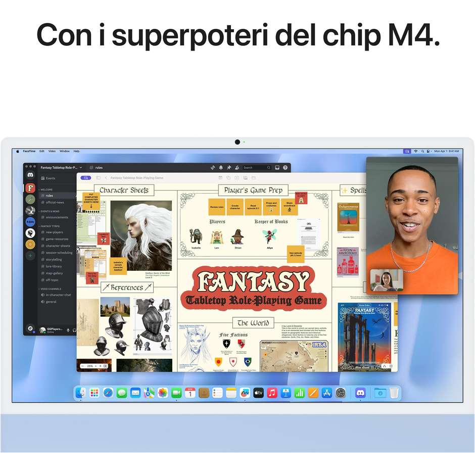 Apple iMac 24" 4.5K Ultra HD M4 Ram 24 GB Memoria 512 GB 500 cd/m² macOS Sequoia Colore Blu