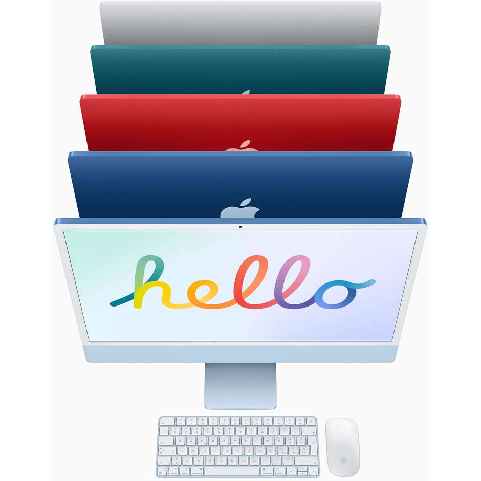 Apple iMac 24" PC All-In One 24" 4.5K Ultra HD Memoria 256 Gb macOS Big Sur colore Azzurro
