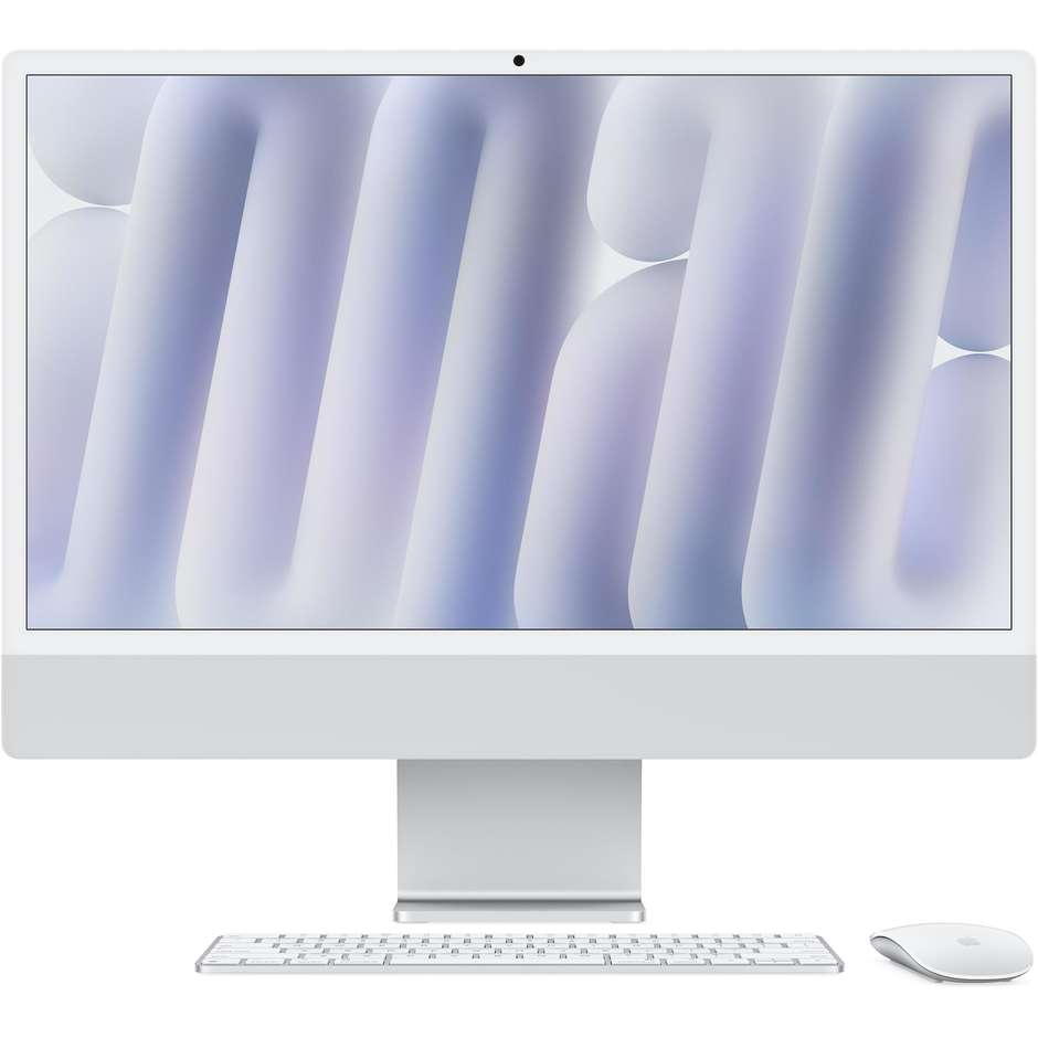 Apple iMac 24" Retina Display 4.5K Ultra HD M4 con CPU 8‑core Ram 16 GB Memoria 256 GB macOS Sequoia Colore Argento