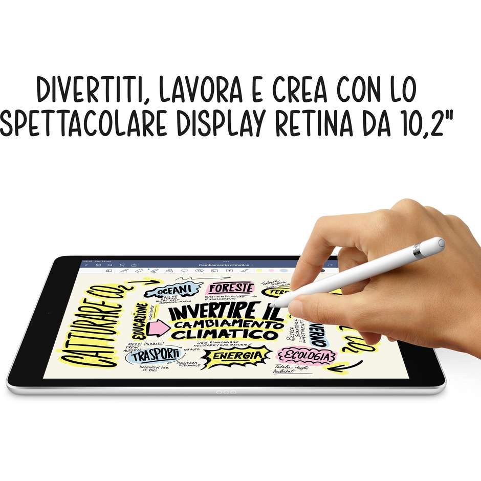 Apple iPad 10.2" Tablet 10.2" Ram 3 Gb Memoria 64 Gb Wi-Fi iPadOS 15 colore Silver (2021)