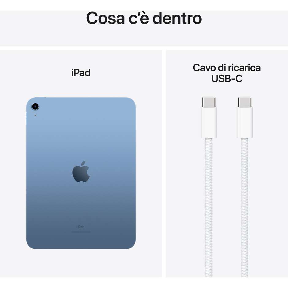 APPLE iPad 10.9'' (10ª generazione) Wi-Fi Memoria 256 GB Colore Blu