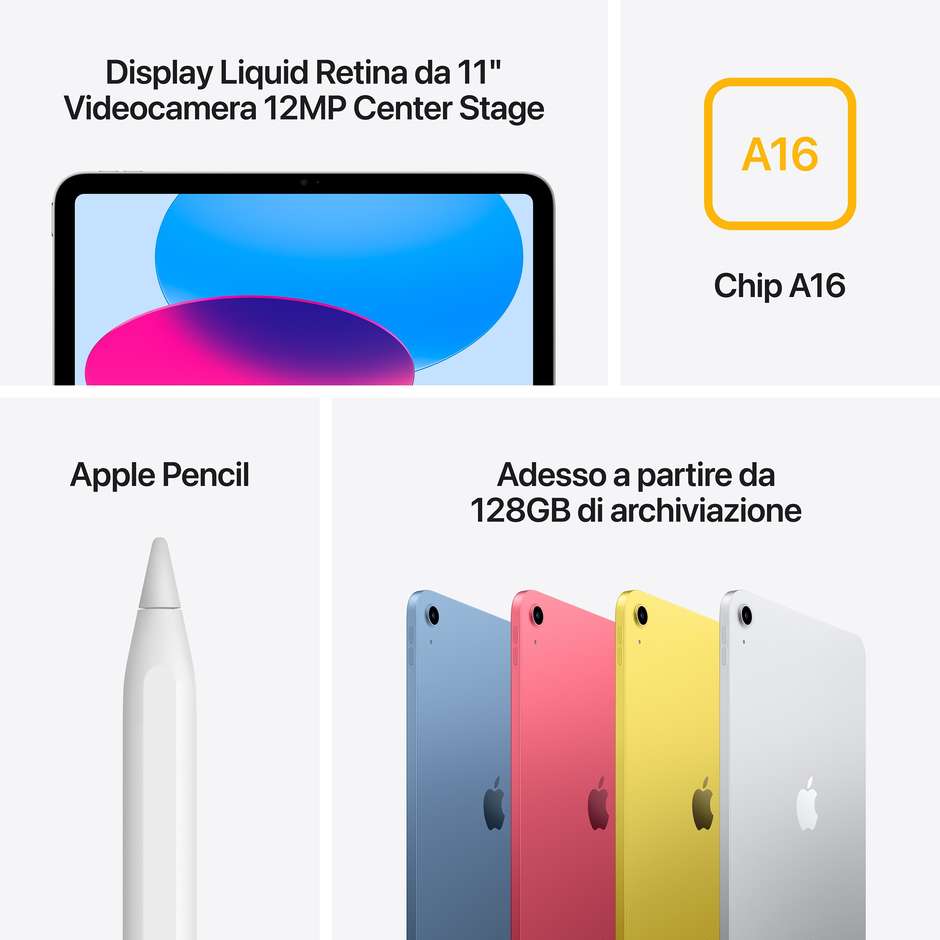 Apple iPad 11'' Wi-Fi Memoria 128 GB iPadOS 18 Colore Blu