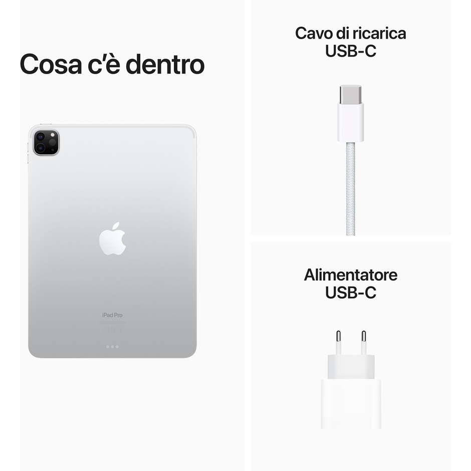 Apple iPad Pro 11 Tablet 11" Full HD Ram 8 Gb Memoria 256 Gb Wi-Fi iPadOS 16 colore Silver