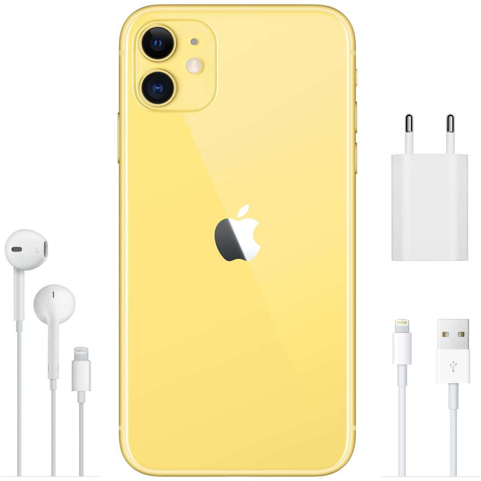 Apple iPhone 11 Smartphone 6.1" 4G Memoria 64 Gb iOS 13 Apple No Cuffie/Alimentatore colore giallo
