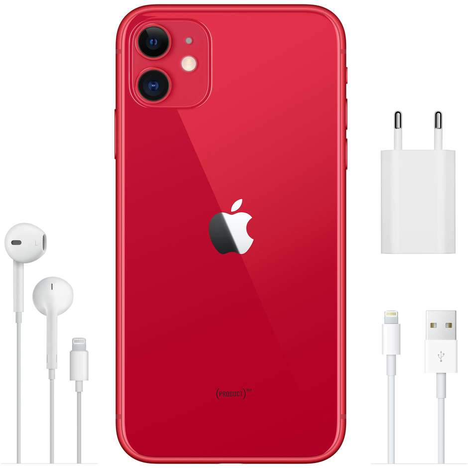 Apple iPhone 11 Smartphone 6.1" 4G Memoria 64 Gb iOS 13 Apple No Cuffie/Alimentatore colore rosso