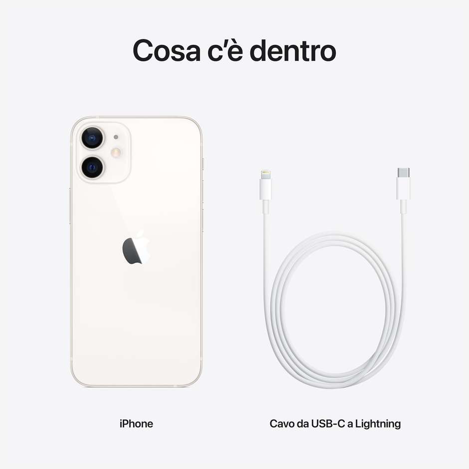 Apple iPhone 12 Mini Smartphone 5,4'' Memoria 128 Gb iOS 14 Apple colore bianco