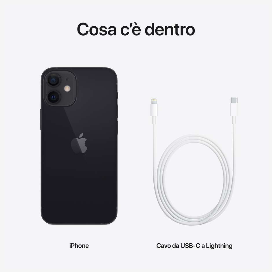 Apple iPhone 12 Mini Smartphone 5,4'' Memoria 128 Gb iOS 14 Apple colore nero
