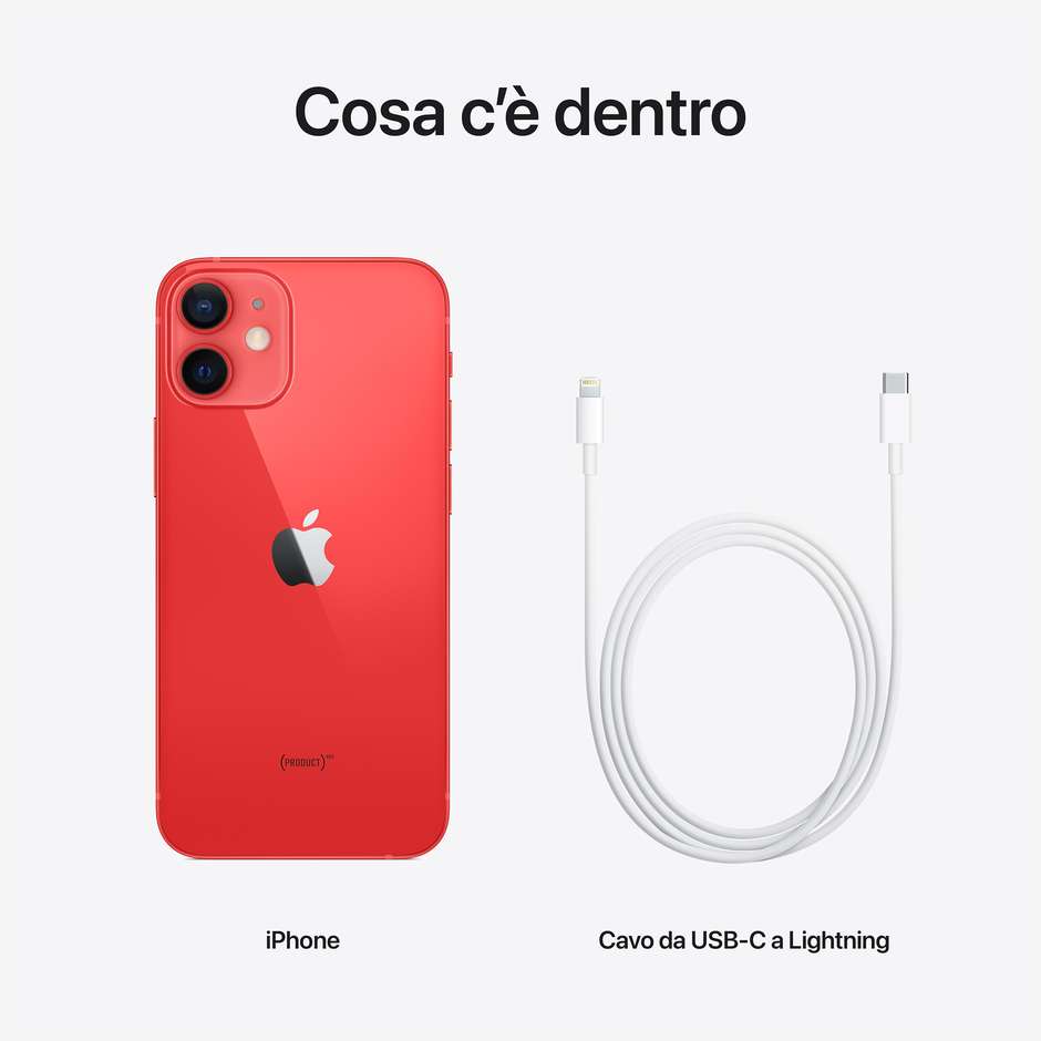 Apple iPhone 12 Mini Smartphone 5,4'' Memoria 128 Gb iOS 14 Apple colore rosso