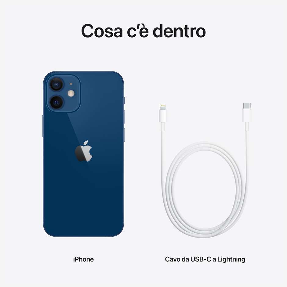Apple iPhone 12 Mini Smartphone 5,4'' Memoria 256 Gb iOS 14 Apple colore blu