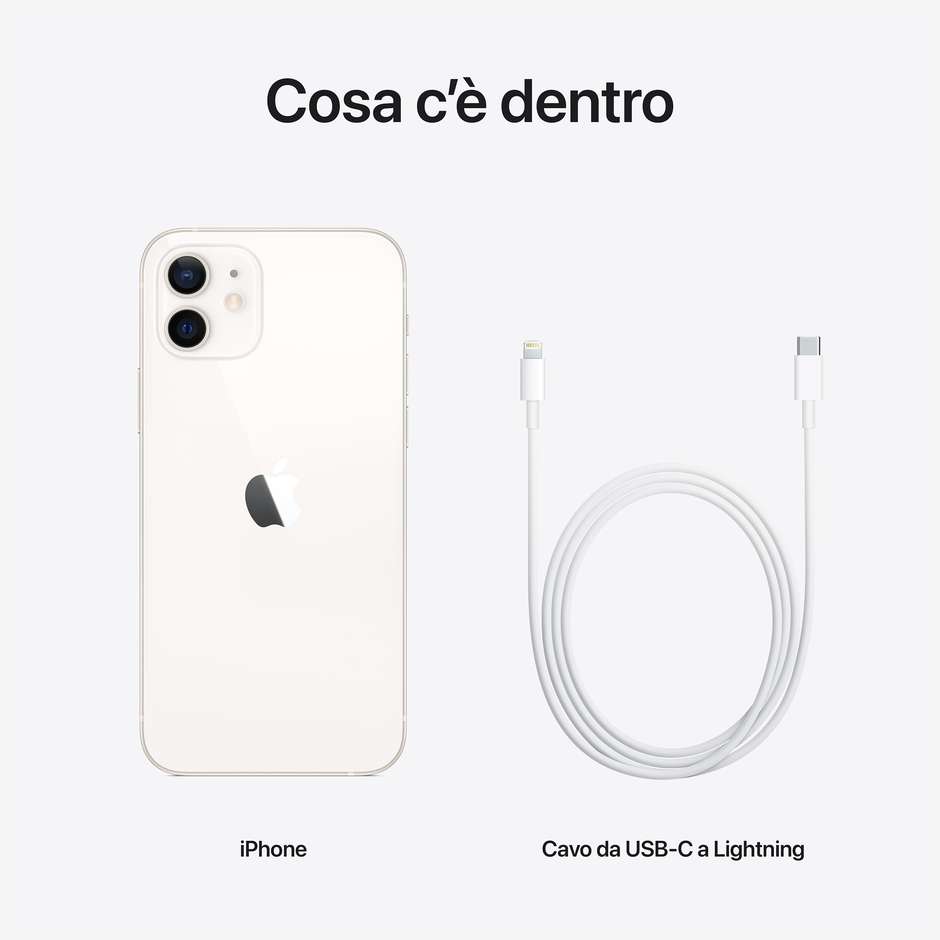 Apple iPhone 12 Smartphone 6,1'' Memoria 128 Gb iOS 14 Apple colore bianco