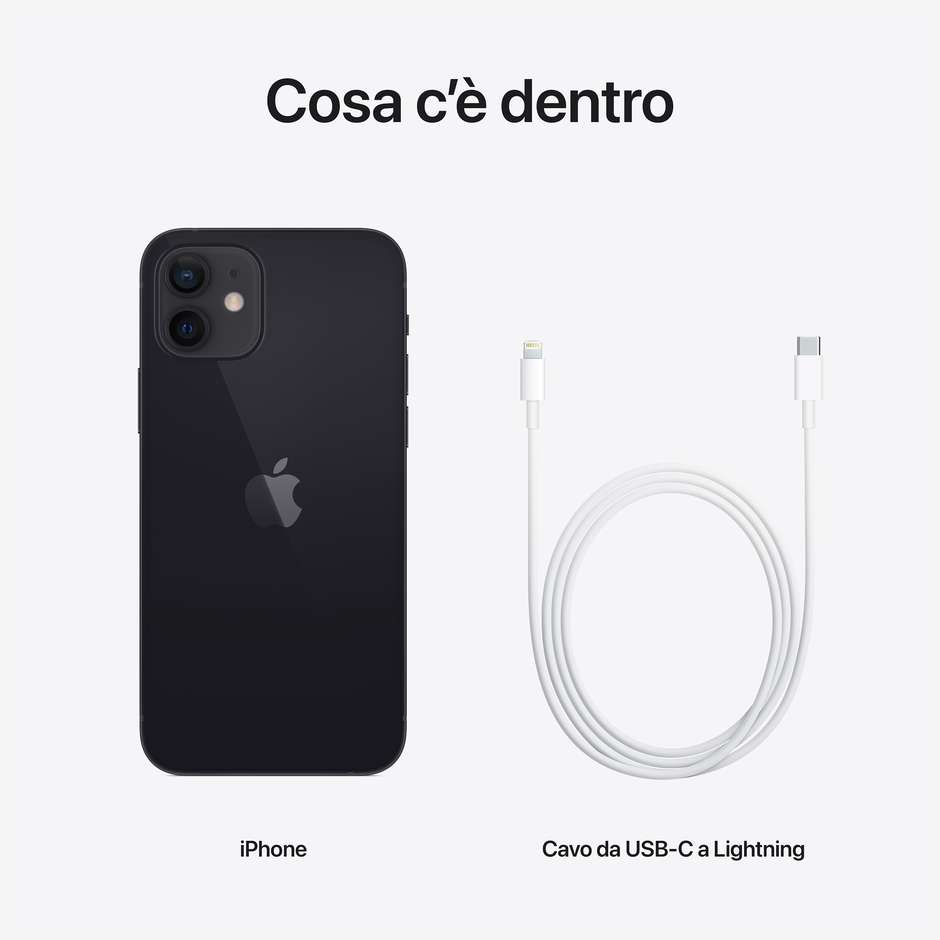 Apple iPhone 12 Smartphone 6,1'' Memoria 128 Gb iOS 14 Apple colore nero