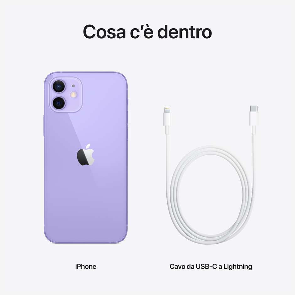 Apple iPhone 12 Smartphone 6,1'' Memoria 128 Gb iOS 14 Apple colore viola